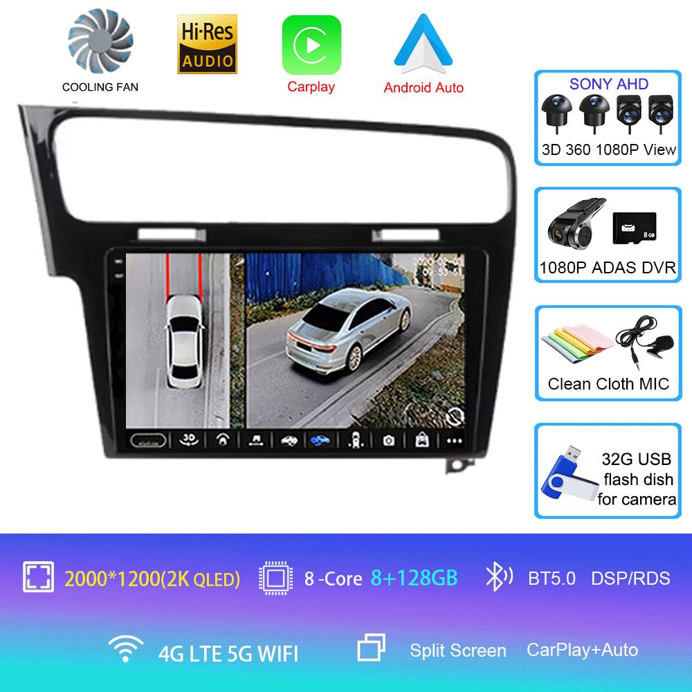 For Volkswagen VW Golf 7 MK7 GTI 2011 - 2021 Car Radio carplay screen HD Multimedia Android 14 GPS Stereo New Video Player