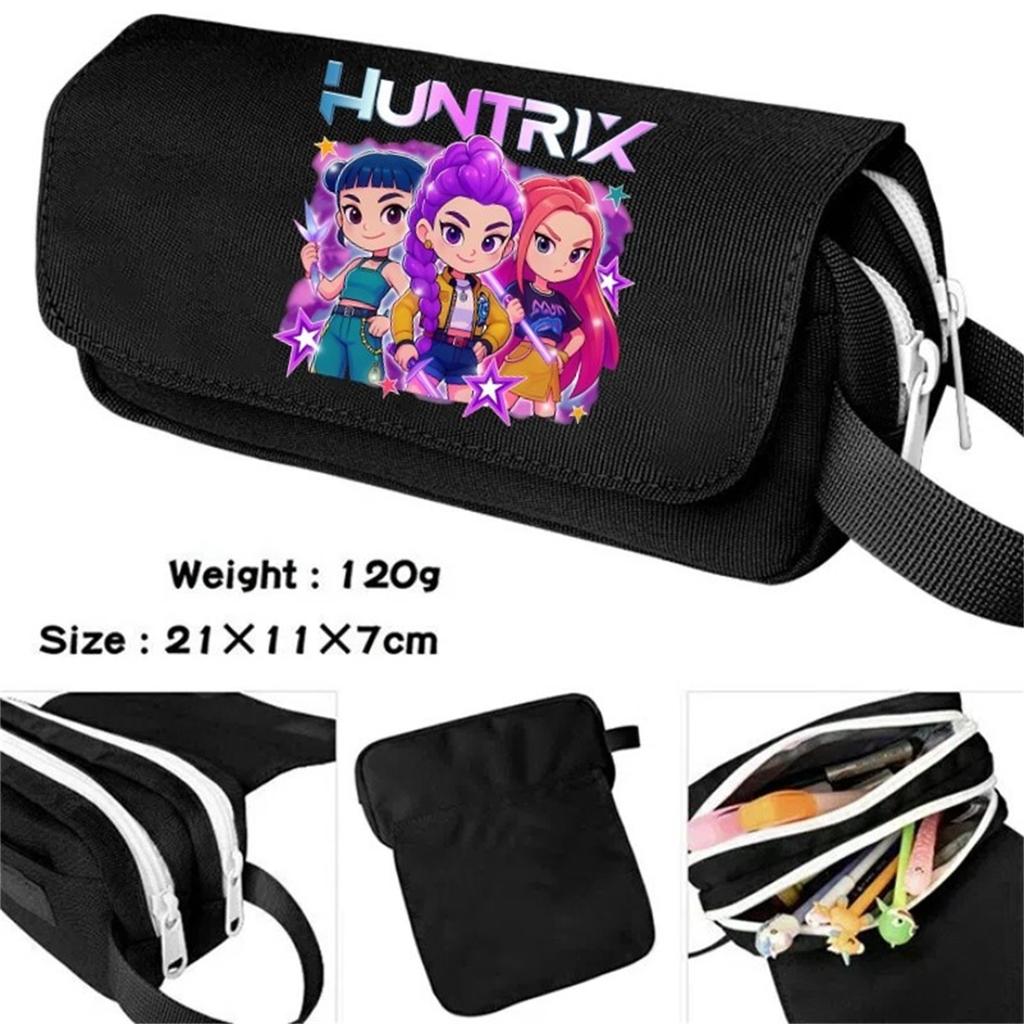 Cartoon Print Large Capacity Double Layer Portable Pencil Bag, Stationery Bag For Primary And Secondary School Students