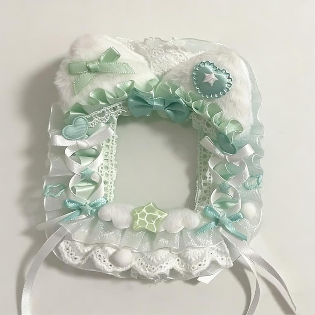 Anime Id Card Holder Cute Ribbon Bow Card Protector Lace Photocard Case Soft Ins Card Holder For Diy Bag Decoration Outfit