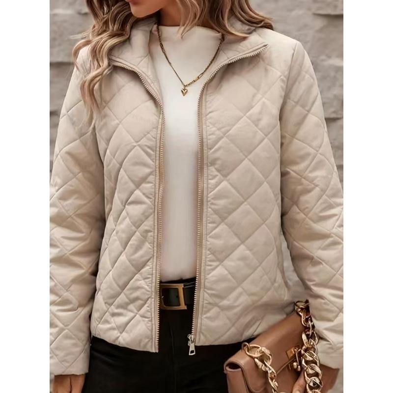 Women S Long Sleeve Lapel Quilted Loose Fit Warm Coat