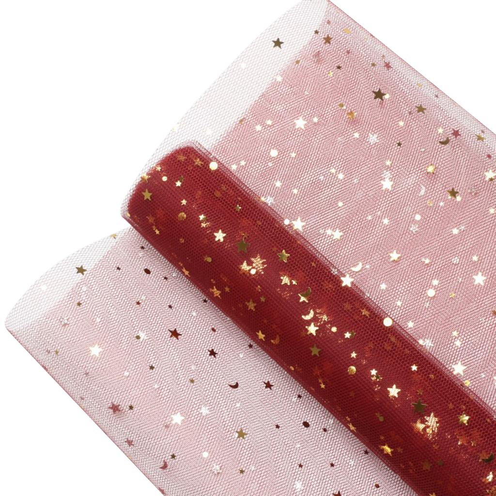 Flower Wrapped Gauze Even Mesh Design with Shiny Star Cuttable DIY Craft Convenient Floral Gift Wrapping Gauze
