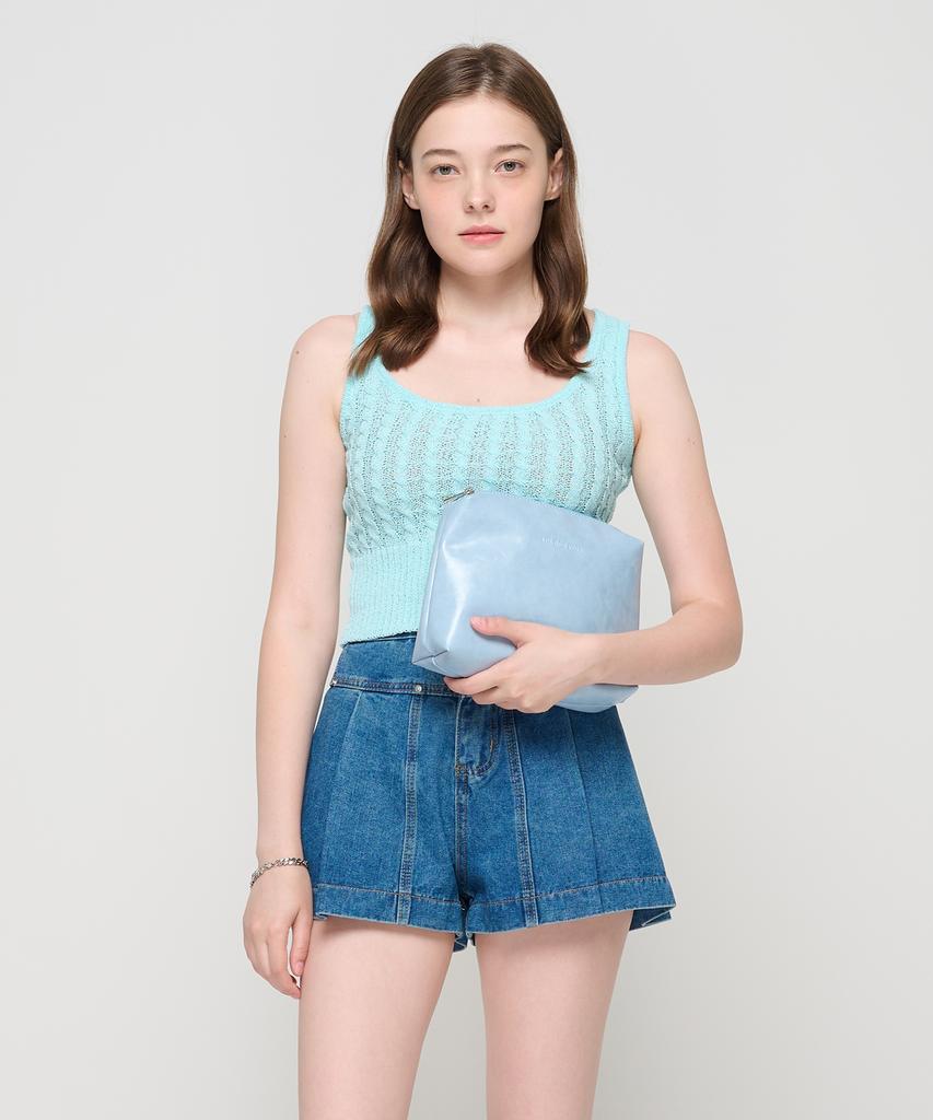 Roidesrois Leather Shoulder Hobo Bag (Sky Blue)