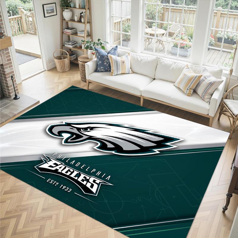 Philadelphia Eagles Design Kristall-Samt-Teppich Gemütlich Nicht?Rutschfester Teppich mit Aufdruck für Schlafzimmer Wohnzimmer Eingang
