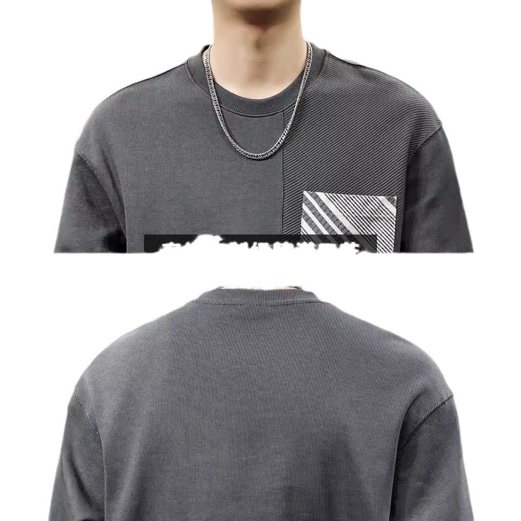 Американский ретро-дизайн Sense Splicing Pocket свитер мужской осенний тяжелый круглый — фото 6