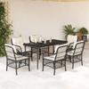 VidaXL Garden Dining Set Cushions 7pcs Black Wicker 3212086