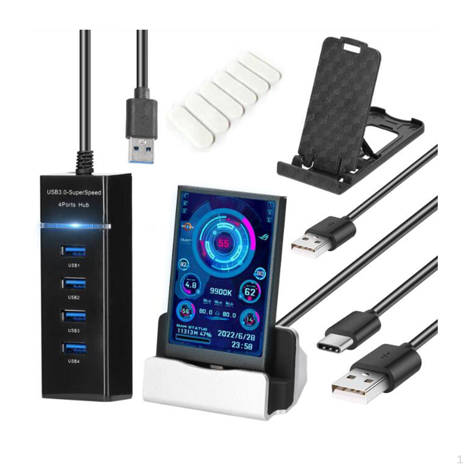 

3,5-дюймовый компьютерный мини-подэкран IPS USB с плавной регулировкой яркости дисплея температуры чёрный