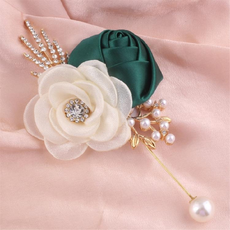 4PCS Camellia Rose Wedding Corsage Boutonniere Flower Brooch Pin For Bridal Shower Dinner Parties Formal Event Wear