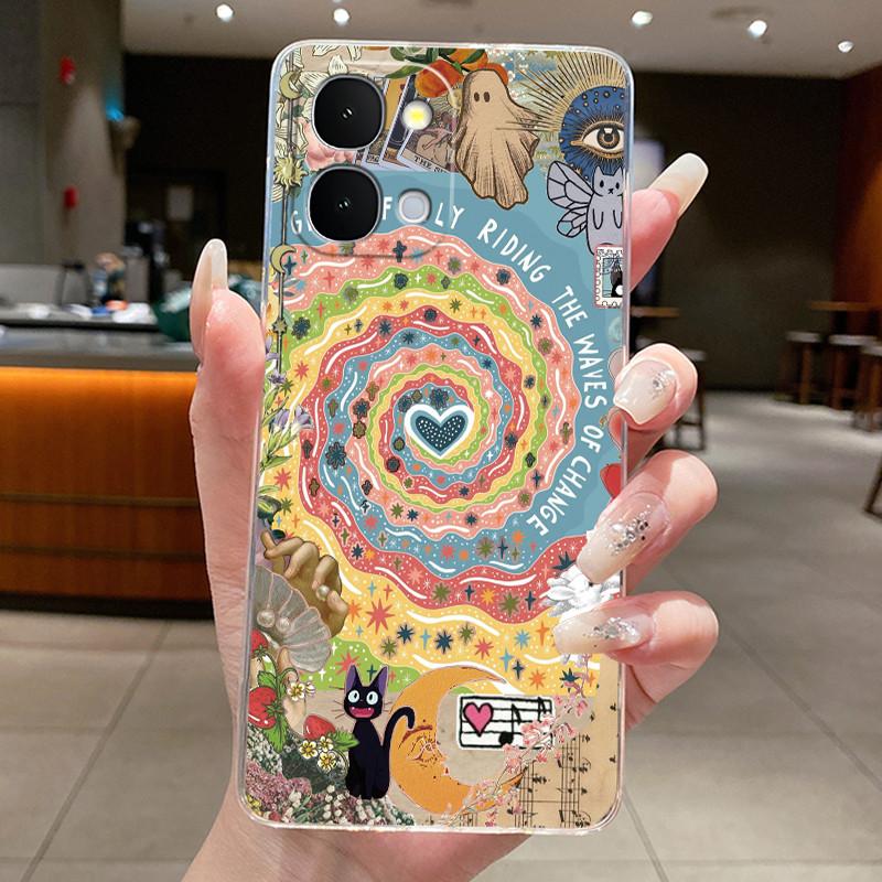 Casing For Vivo iQOO Z11x Y51 Pro 5G Case Aesthetic Cute Cat Cartoon Fashion Soft Silicone Back Cover Transparent TPU Phone Case