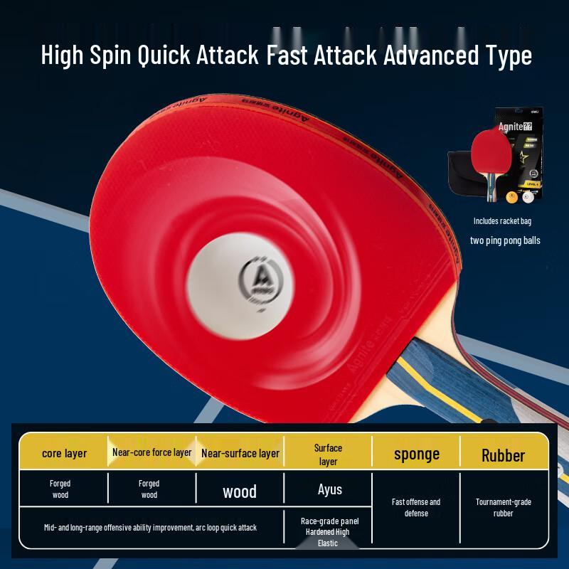 Deli Anglenette FH254 4-Star Shakehand Table Tennis Bat