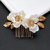 Bridal Hair Comb with White Lotus Decor Wedding Elegant Alloy Comb Barrette for Princess Party Favors Accessories