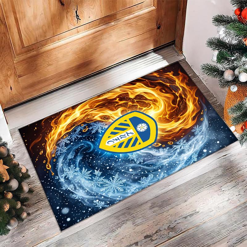 Tappeto in Velluto di Cristallo con Stampa del Leeds United Football, Comodo Assorbente d'Acqua Antiscivolo Tappeto per Pavimenti Interni