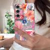 Pink Cartoon Pattern Floral Case For Samsung Galaxy A57 A56 A55 A54 5G A37 A36 A35 A34 A17 A16 A15 A14 Leather Texture Silicone Cover