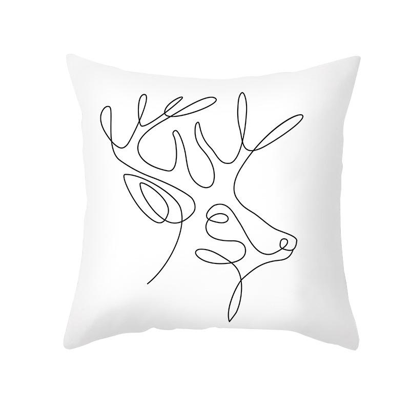 Nordic Christmas Pillow Cover Simple Printed Lines Elk Series Sofa Office Pillow Cushion Cover