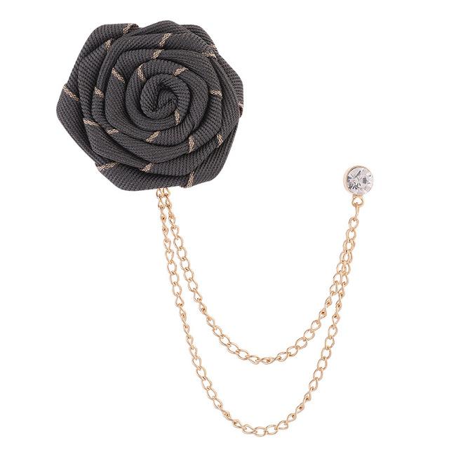 

Ткань Роза Цветок Броши Кристалл Кисточка Цепь Нагрудные Булавки Мужской Костюм Рубашка Значок Свадебная Мода Ювелирные Изделия Подарки серый
