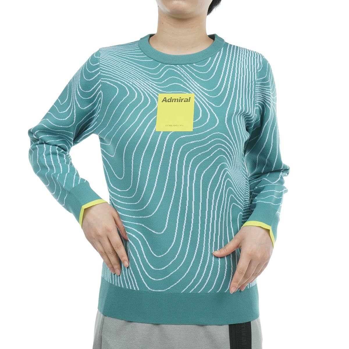 

Admiral Golf Women s Canter Line Jacquard Crew Sweater ADLA383, Coral Green