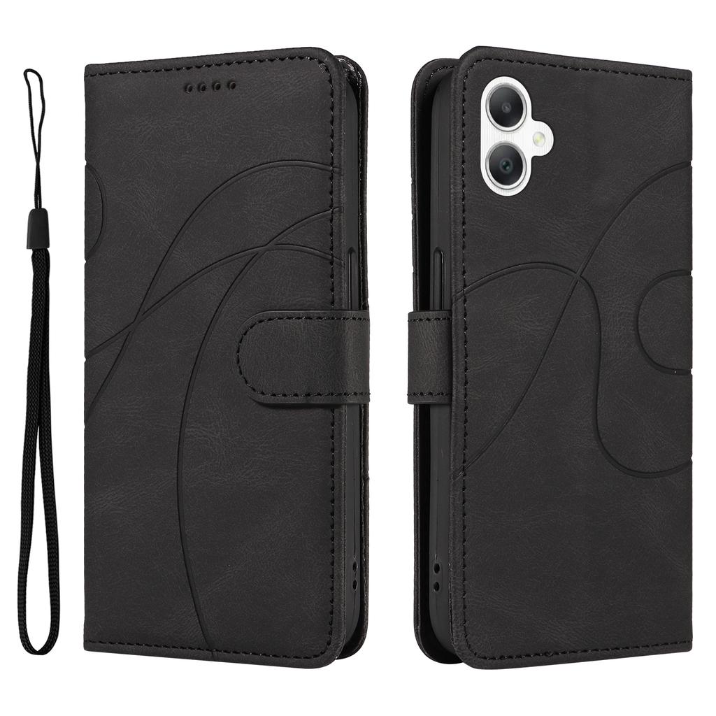 For Samsung Galaxy A07 5G/A06 4G/A06 5G Case Stand Wallet Leather Phone Cover Curved Line Wrist Strap