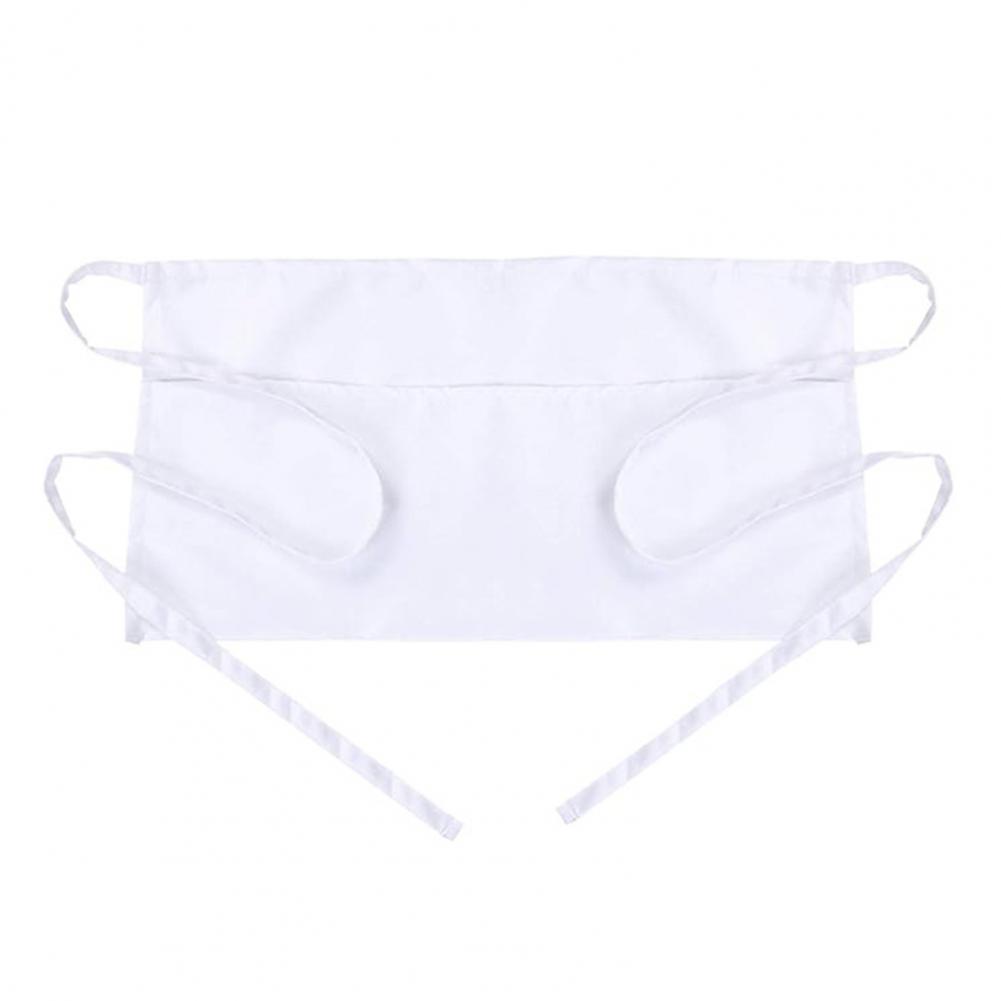 Кухонный фартук Водонепроницаемый фартук с карманами Быстросохнущий Водонепроницаемый полуфартук с 3 карманами Полиэстер Рабочий для поваров пекарей белый