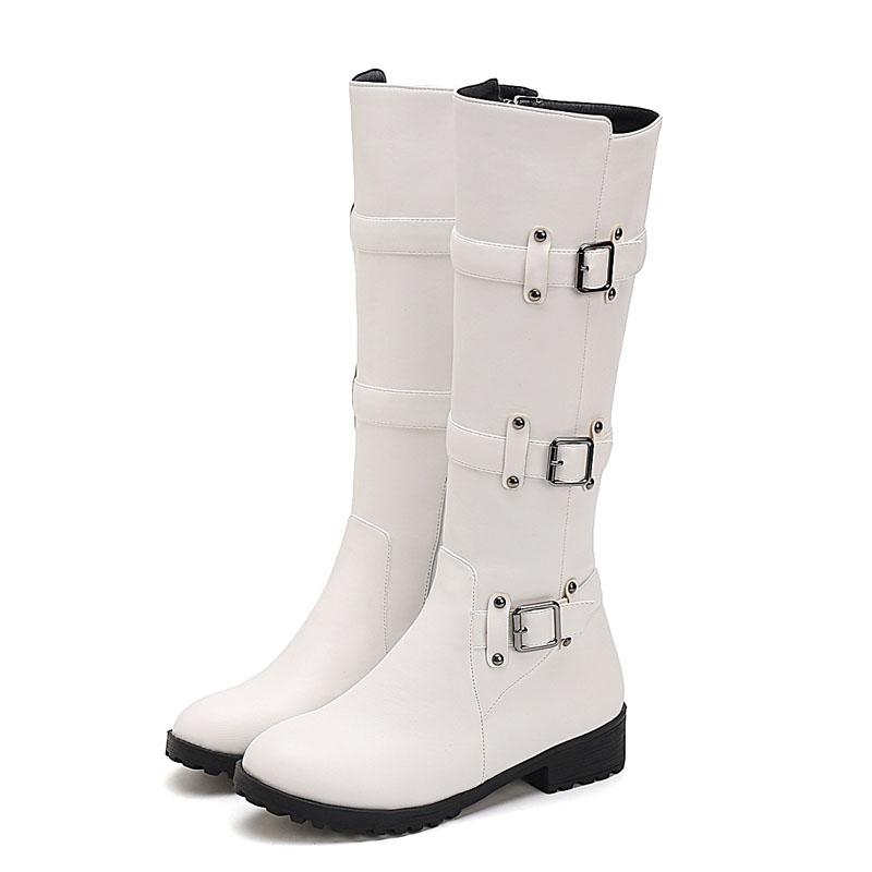 Podzimní zakázkové kozačky nad koleno Dámská móda Platforma Vysoký podpatek Kožené boty Dámské Zimní motorkářské boty Velká velikost 43 WSH5388