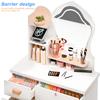 Makeup Vanity Desk with LED Lighted Crown-shaped Mirror, Vanity Table with 4 Drawers and Opening Shelves, Bedroom Dressing Table with