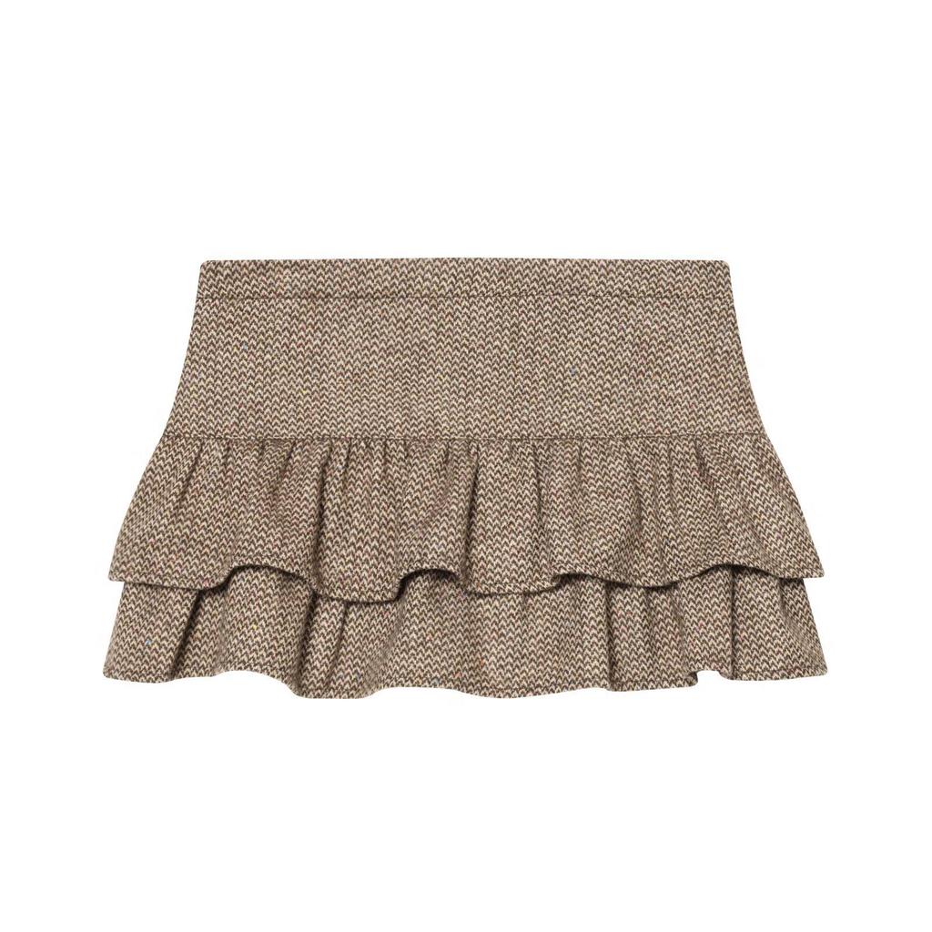 Autumn New European & American Style Herringbone Twill Jacket Coat with Skirt Pants
