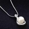 Fashion Jewelry Silver Plated Crystal Pearl Pendant Necklace Chain Women Gift