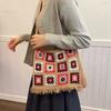 Stylish Women Tote Bag Large Capacity Space-Saving Women Handbag Cut-out Knitted Handbag Casual Crochet Shopping Bag AVE