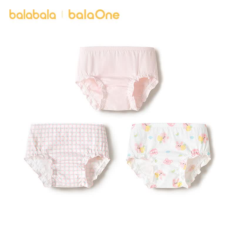 Balabala Baby Girls' Cartoon Cotton Underwear 3-Pack