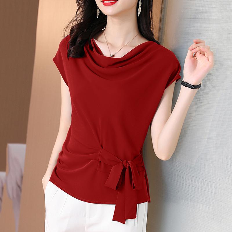 

ZANZEA Женская повседневная летняя блузка без рукавов с круглым вырезом L красный