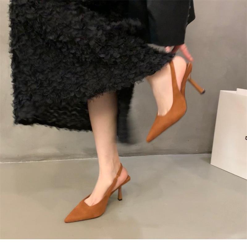 2024 Spring Fashion: Women's Pointed Toe Mid-Heel Backless Stiletto Sandals