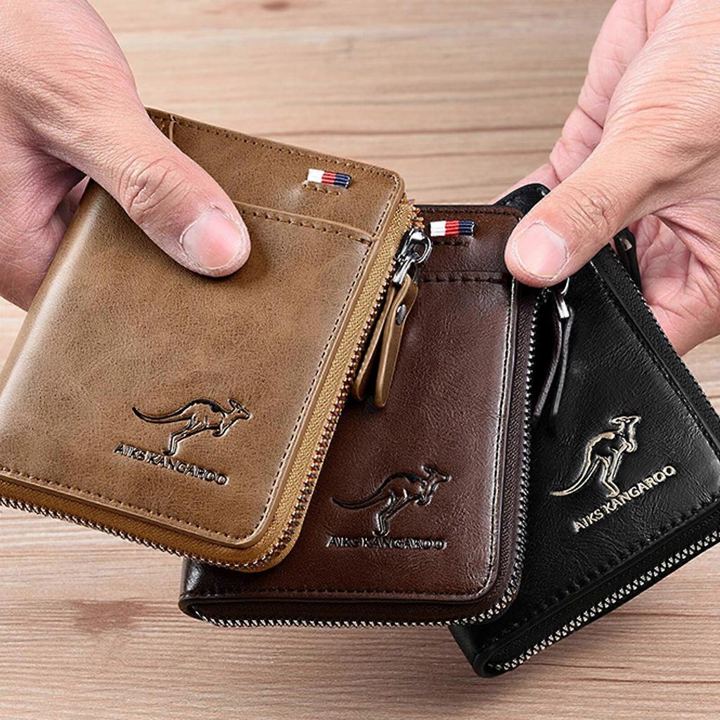 Vintage RFID Leather Wallet | Anti Magnetic Coin Purse | Zipped Pocket Bag | Card Holder