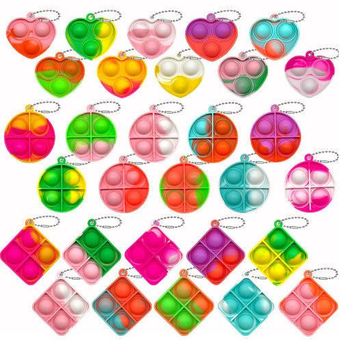 

1Pc Pop Keychain – Silicone Push Bubble Fidget Toy, Round Square Stress Reliever, Decompression Pendant for Bag светло-серый