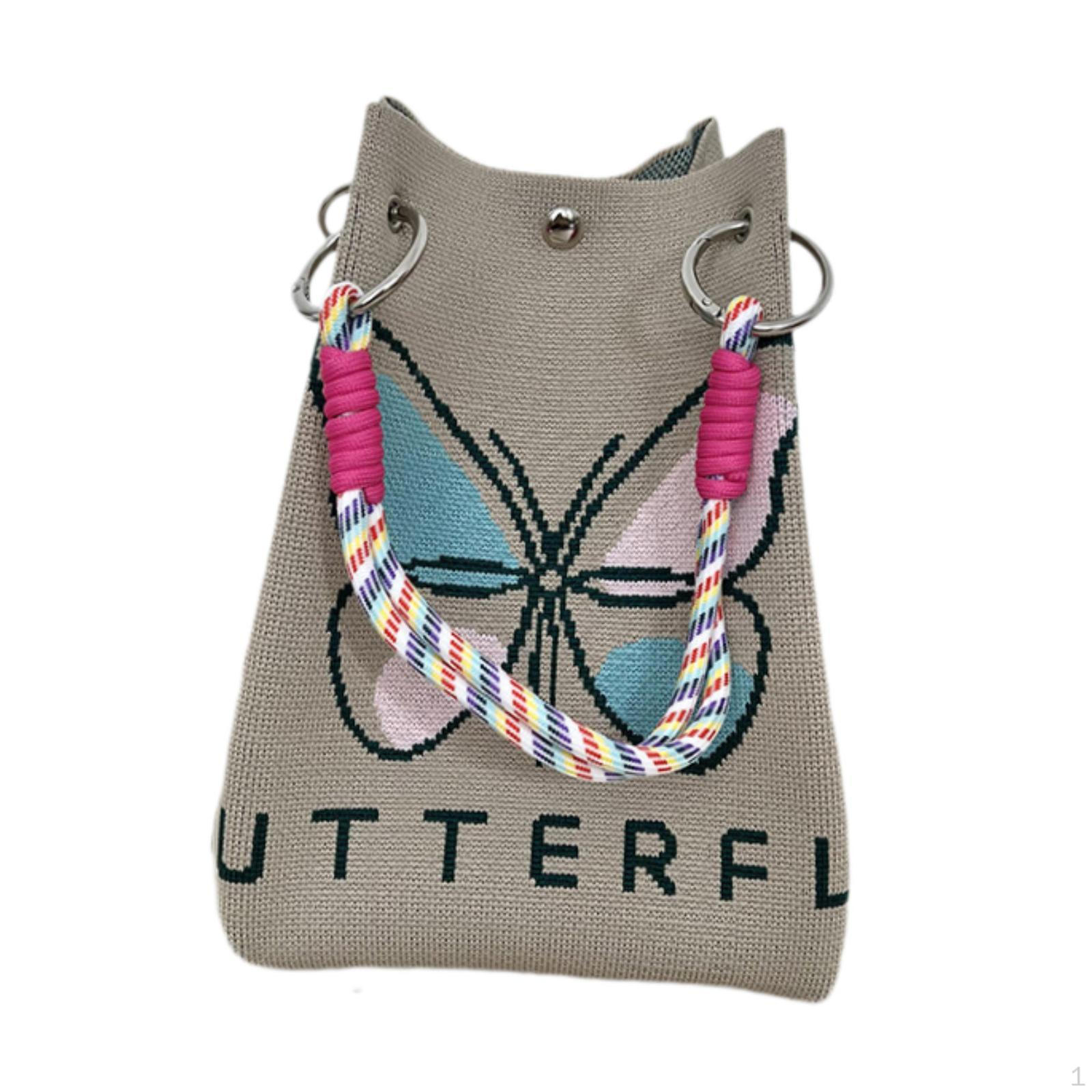 

Women Knit Bucket Bag Casual Cute Chic Tote for Travel Dating Holiday Summer фіолетовий