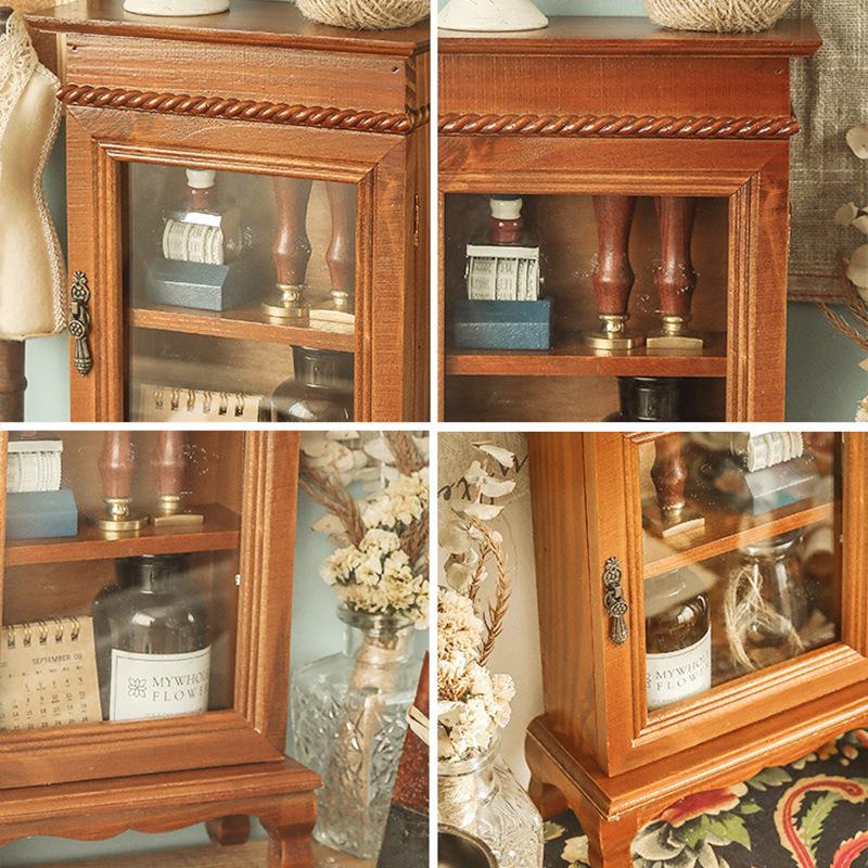 Mode Holz Vintage Staub-proof Desktop Lagerung Schrank Restaurant Dekoration Display Stand Kosmetik Hand Lagerung Box