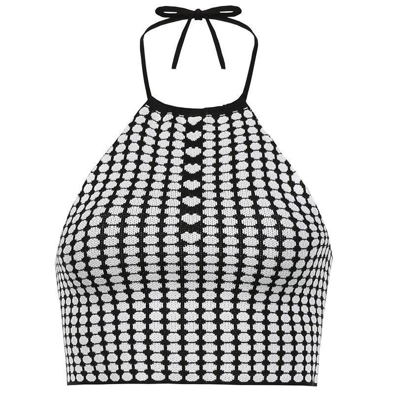 Women Summer Backless Halter Sleeveless Fashion Bare Midriff Vest Crop Top