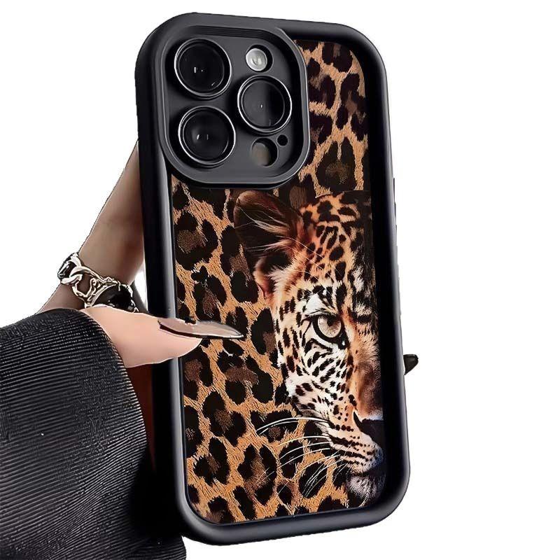 Leopard print leopard iPhone17Promax mobile phone case ladder is suitable for Apple 16promax all-inclusive Tianyan 15 sets.