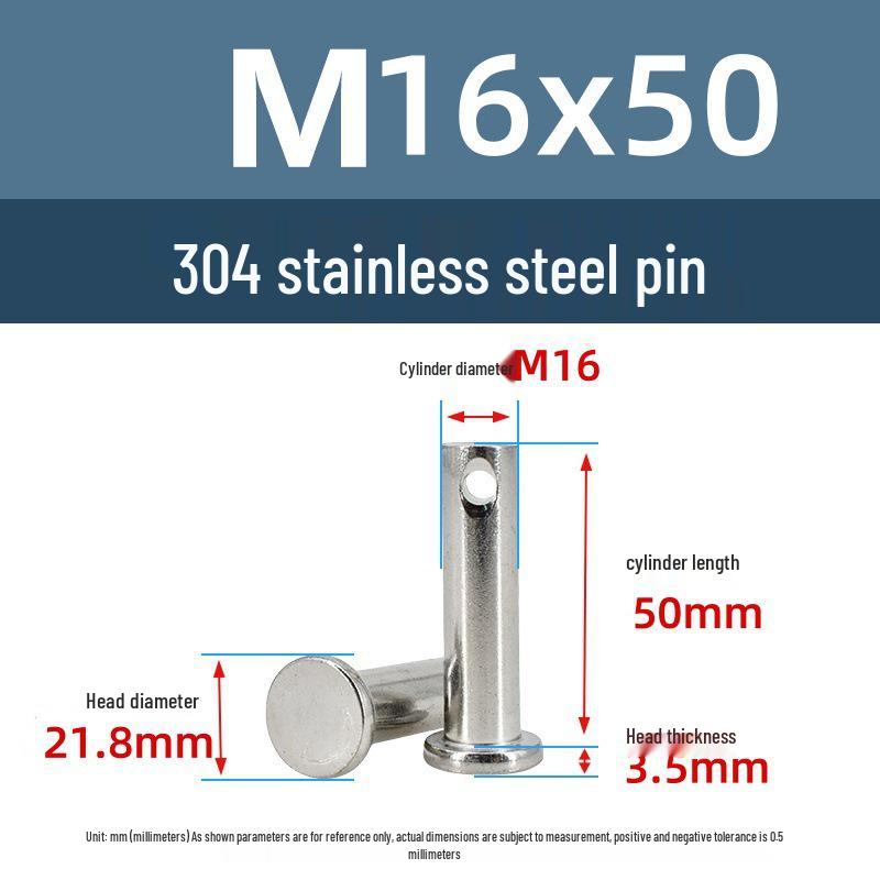 304 Stainless Steel Cylindrical Flat Head Positioning Pin with Hole (M3-M10)