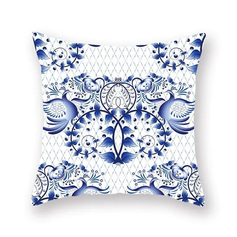 Blue Mandala Flower Geometric Print Pillowcase Living Room Sofa Bedroom Car Office Cushion Cover Home Decoration Ornament