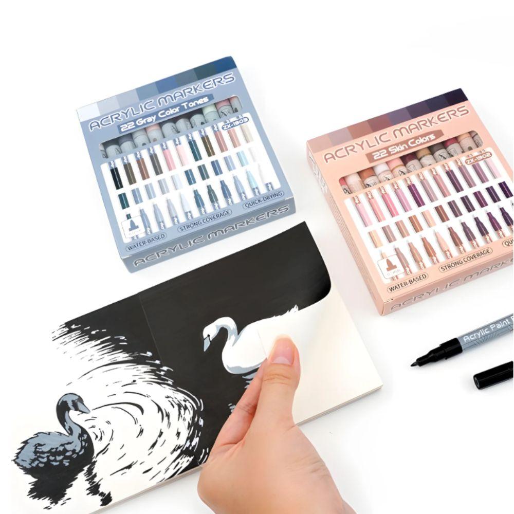 22 Farben Acrylfarbmarker Malstifte Set Holz Leinwand Stein Glas