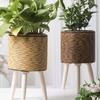 Yellow Rattan Flower Stand Handcrafted And Portable Perfect For Displaying Various Plant In Any Space