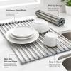 1PC Stainless Steel Sink Drainer Foldable Roll Up Dish Drying Rack Shelf for Plates Bowls Fruit and Kitchen Tableware Storage