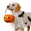 Halloween Ornament Dog Holding Pumpkin Bowl Ghost Statue Quirky Pet Figurine Indoor Outdoor Decoration