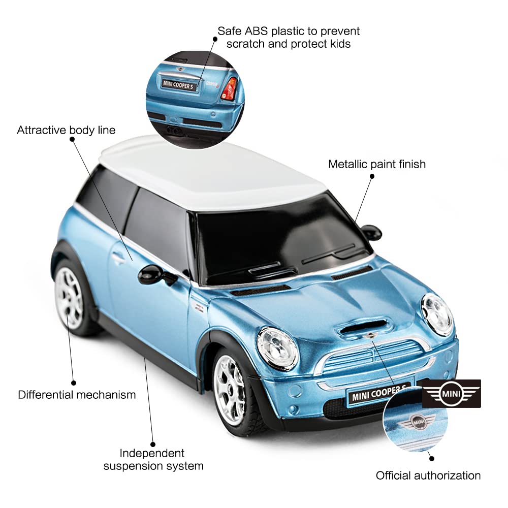 RASTAR Mini Cooper S Auto na dálkové ovládání pro Mini Hračku Modré 1/24 Děti, 124 Auto,