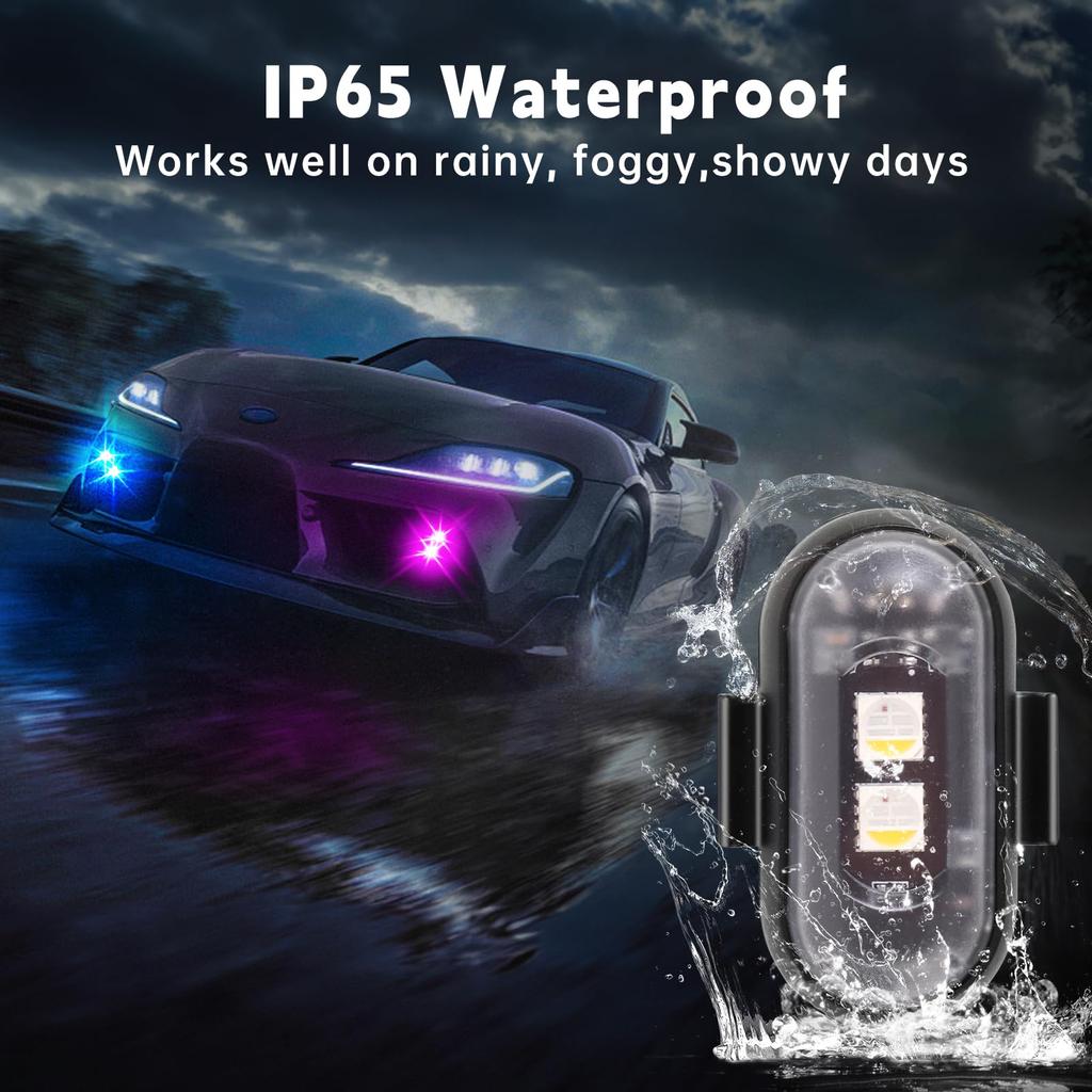 4PCS Car Strobe Light 8Color Remote Motorcycle Flash Led Anti-collision Warning Lamp Waterproof Wireless Remote Control For Bike