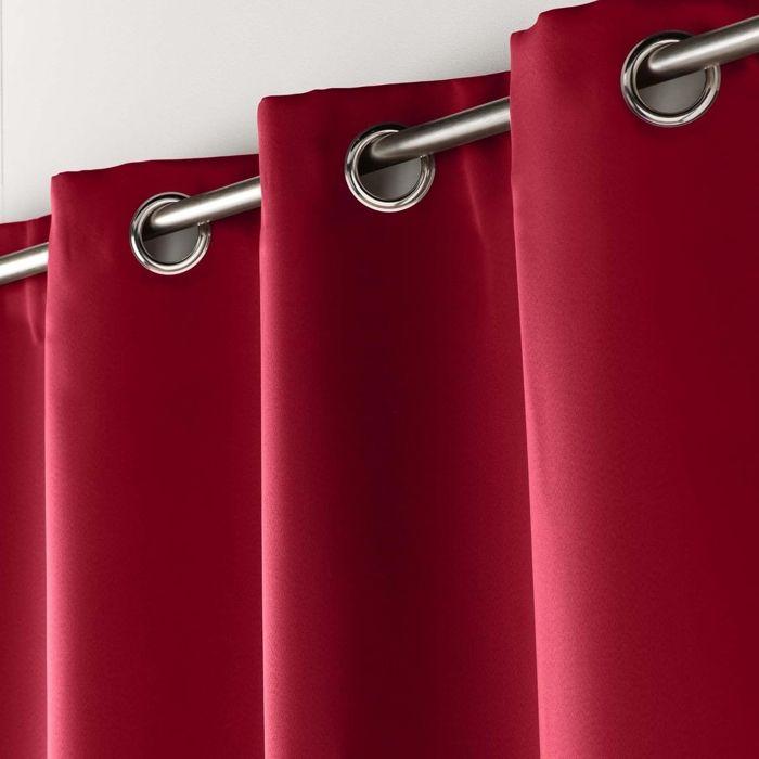 Rideaux occultants - Rouge - 135x240 cm - 100% polyester - 8 œillets - Lavable