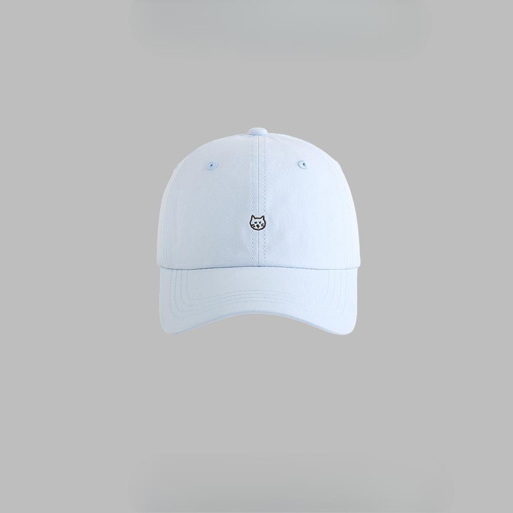 Cute Kitten Embroidered Baseball Cap with Wide Brim and Big Face Showing Small Face Suitable for Women's Japanese Baseball Cap