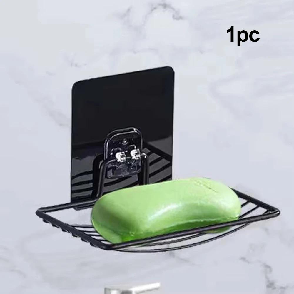 1/2pcs-Stainless Steel Soap Rack Punch-free Nail-free Bathroom Single Layer Drain Wall Hanging Sucker Soap Box Luxury Shelf