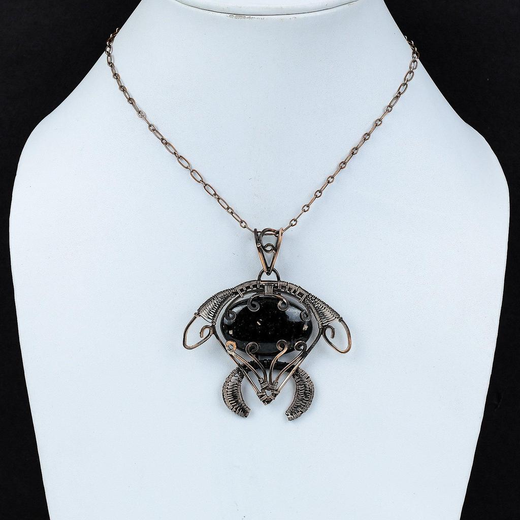 Nuummite Gemstone Pendant Copper Wire Wrapped Pendant Nuummite Copper Jewelry Handmade Tortoise Pendant Wire Wrapped Jewelry Gift For Mother