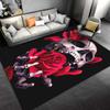 Gothic Skull and Red Roses Print Carpet with Black Background Suitable for use as an anti-slip for living room bedroom sofas