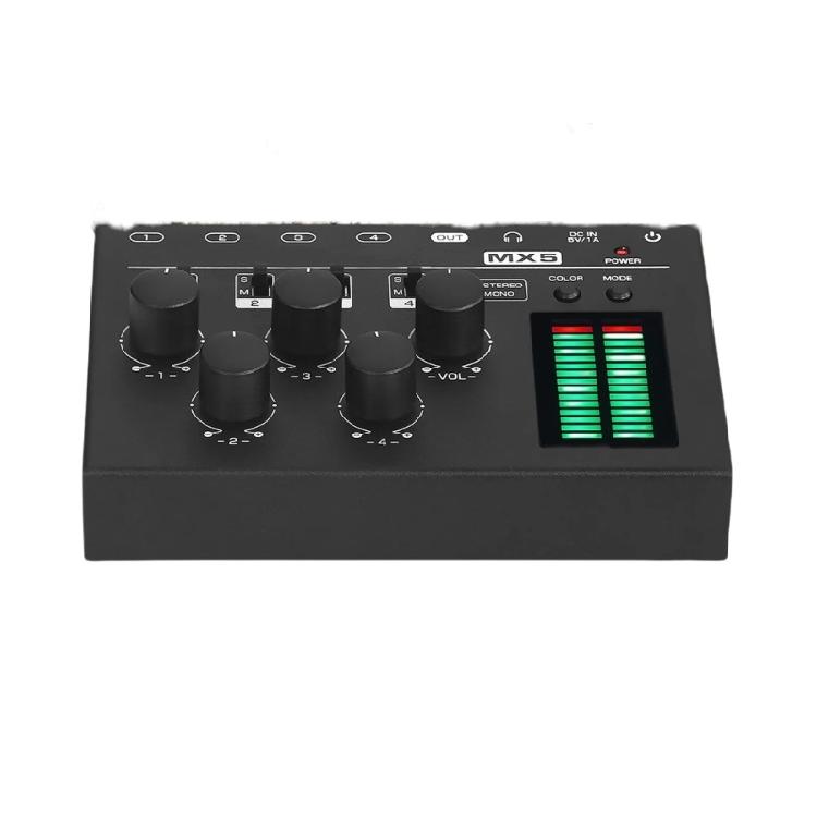 Flexible 4 Channel Sound Mixer Switchable Mono Stereo Low Noise 4 Channel Stereo Sound Mixer 6.35mm/3.5mm for Club