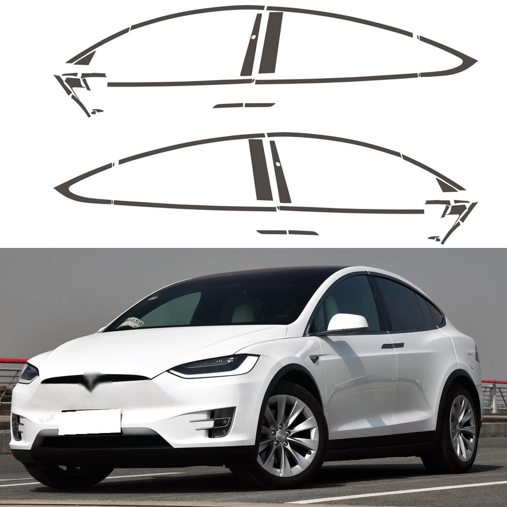 For Tesla Model X 2016-2020 PVC Matt Black Car Window Decorative Strip Sticker Car Exterior Protection Accessories